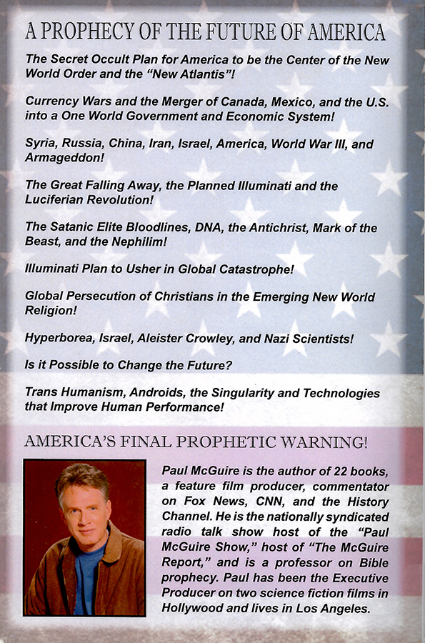 Picture of the back cover of the book entitled A Prophecy of the Future of America.