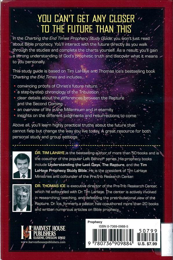 Picture of the back cover of the book entitled Charting the End Times: Prophecy Study Guide.