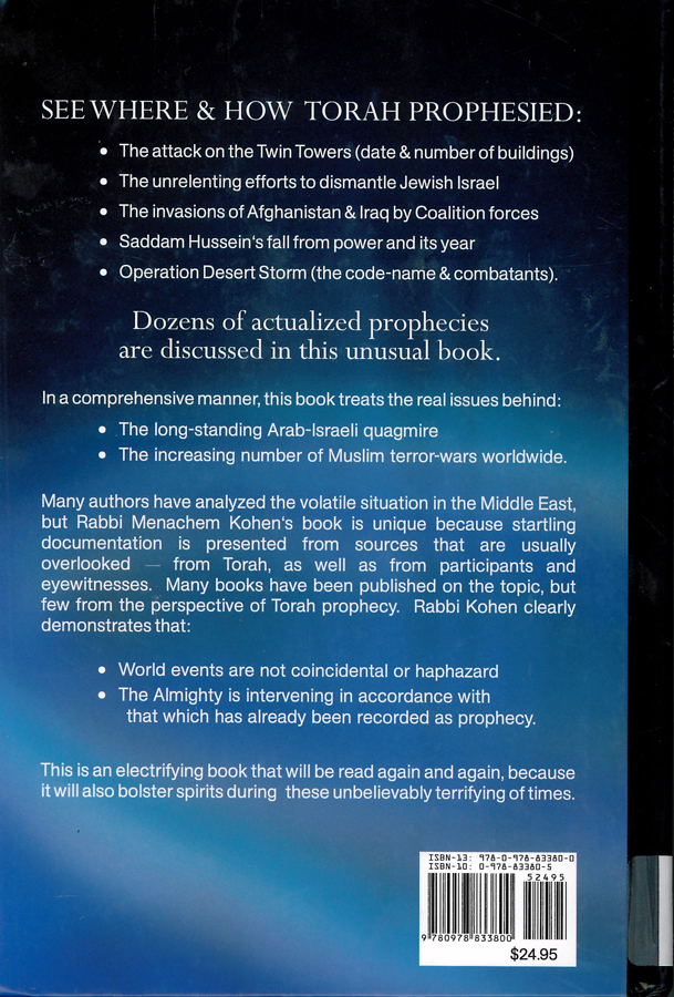 Picture of the back cover of the book entitled Prophecies for the Era of Muslim Terror.