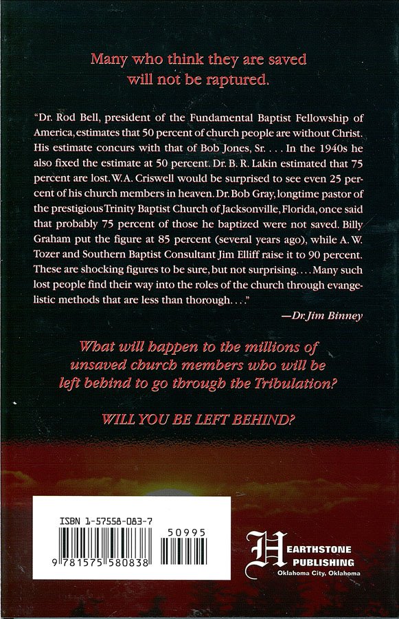 Picture of the back cover of the book entitled The Church That Will Be Left Behind.
