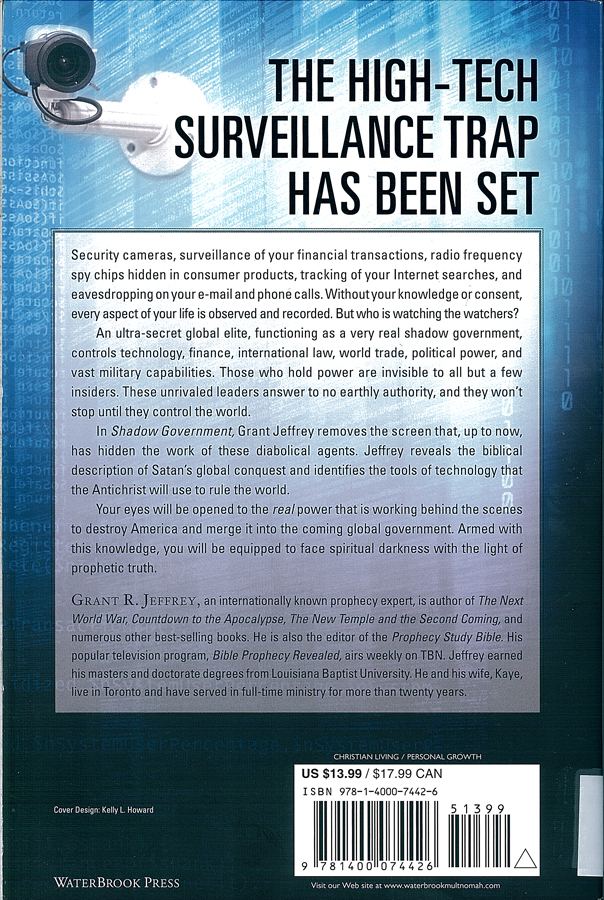 Picture of the back cover of the book entitled Shadow Government.