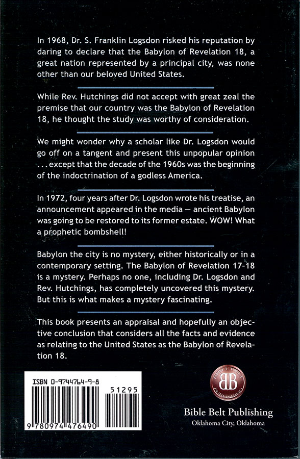 Picture of the back cover of the book entitled U.S. in Prophecy.
