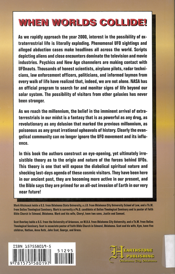 Picture of the back cover of the book entitled Extraterrestrials.