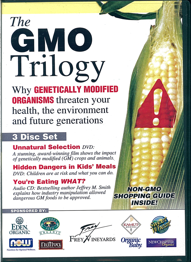 Picture of the front cover of the DVD entitled The GMO Trilogy.