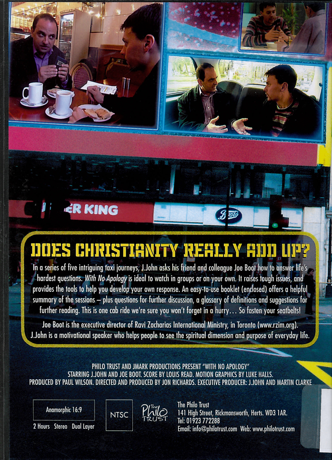 Picture of the back cover of the DVD entitled With No Apology.