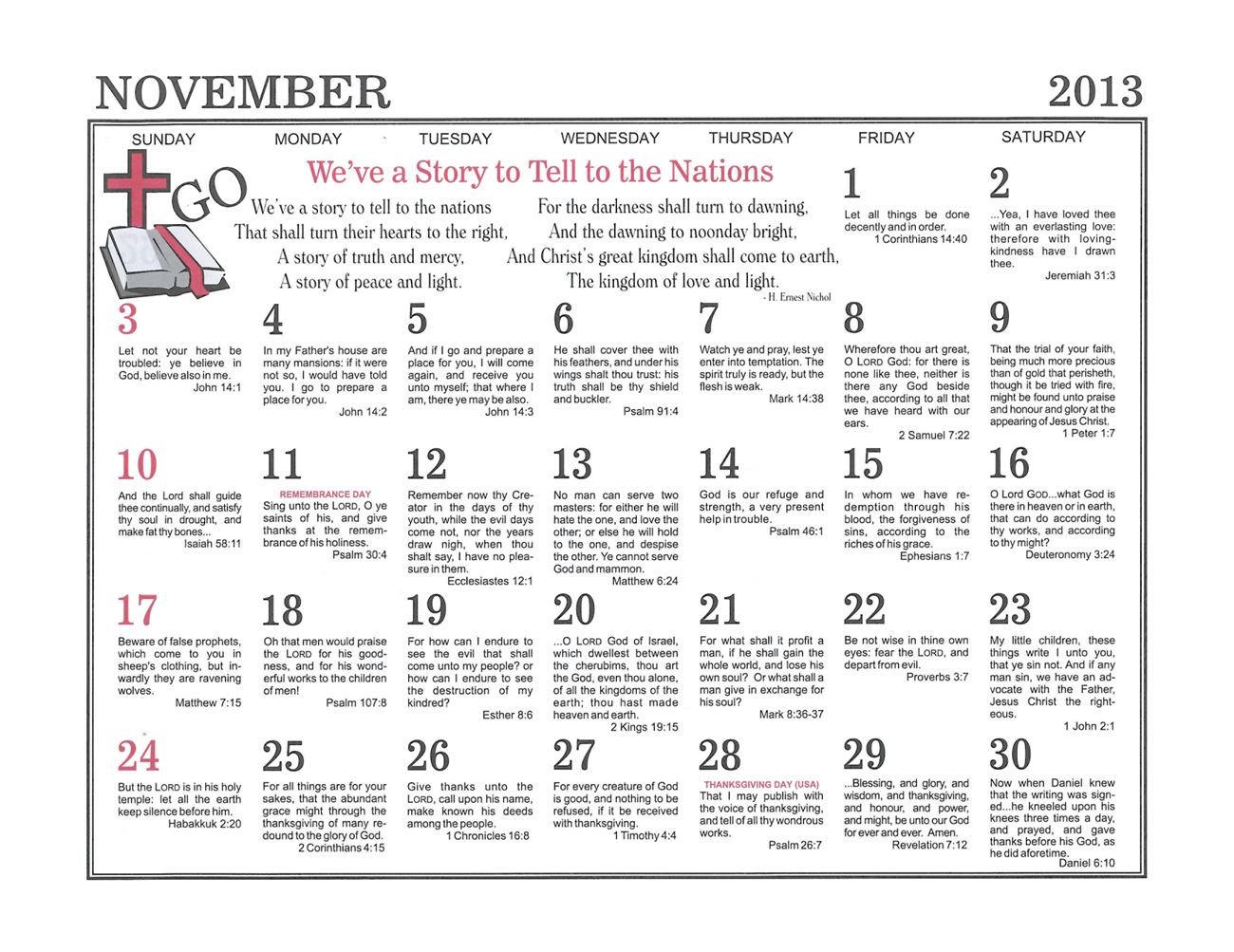 November: 2013 The Peoples Gospel Hour Calendar