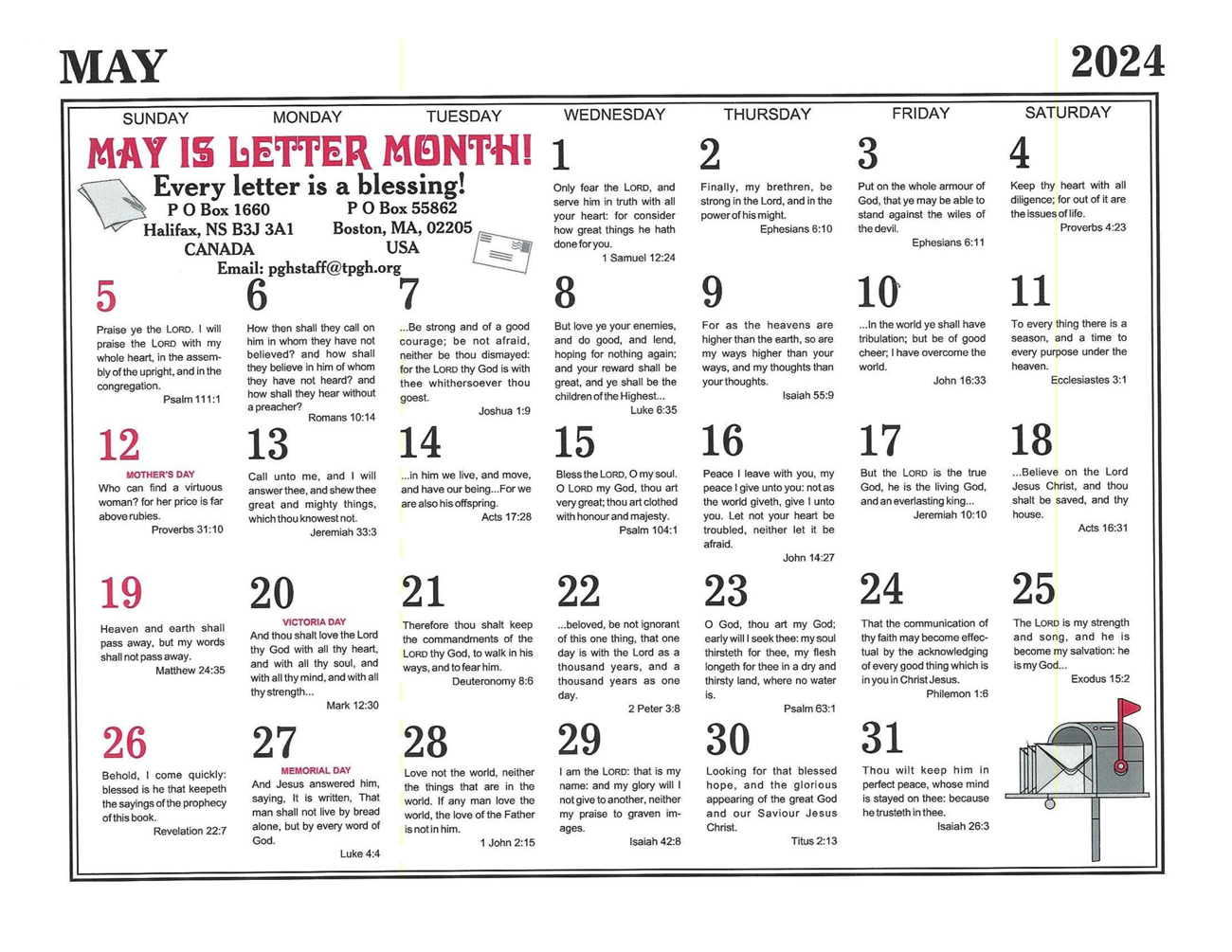 May: 2024 The Peoples Gospel Hour Calendar