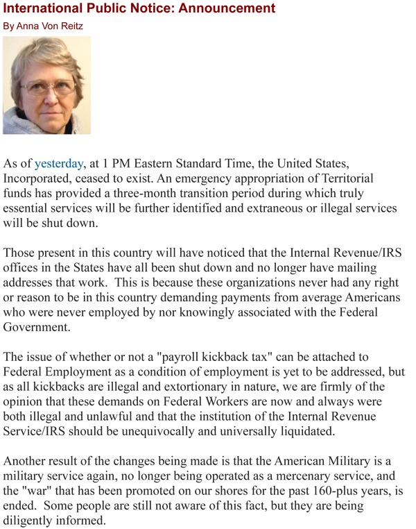 US Has Ceased To Exist: Page 1